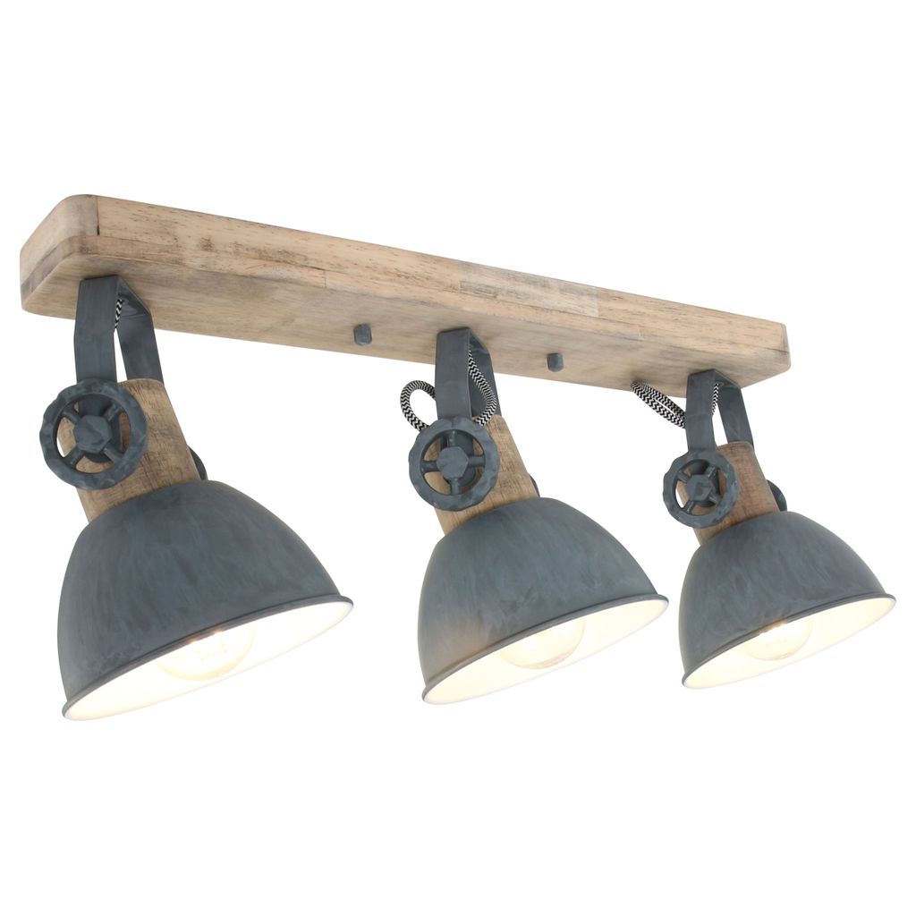 Mexlite - faretto - Gearwood - grigio - metallo legno di Immagine del prodotto 