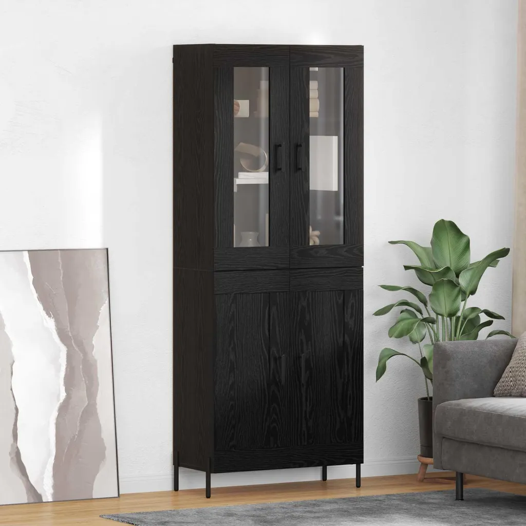 Credenza vidaXL Nera 180cm: Stile Rovere per Salotti Moderni