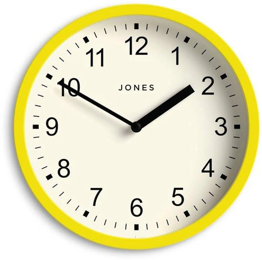 Horloge murale décorative jaune 20 cm - Petite pendule ronde de salon
