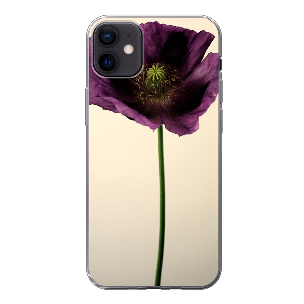 MuchoWow Handyhülle Schutzhülle Hülle für iPhone 12 mini Nahaufnahme eines violetten Mohns Silikon Softcase Handy Hülle - Bild