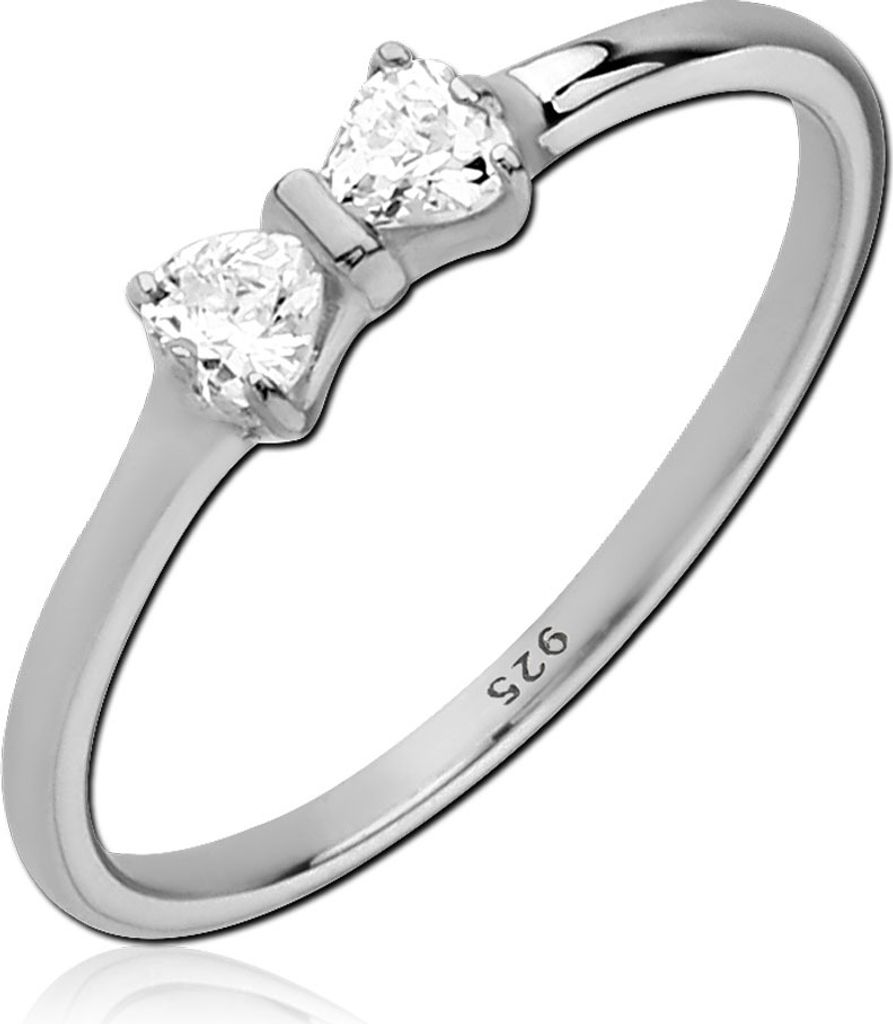viva-adorno Gr. 60 (19,1 mm Ø) Damen Ring Fingerring Verlobungsring 925 Sterlingsilber Kristall Schleife Zirkonia SR39,