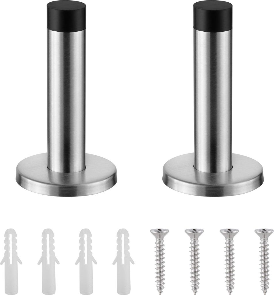 Türstopper-Wandschutzset – Wandtürstopper mit Sockel – 2 Wandtürstopper – Türstopper aus Edelstahl – Gummiabstandshalter – Türstoppe...
