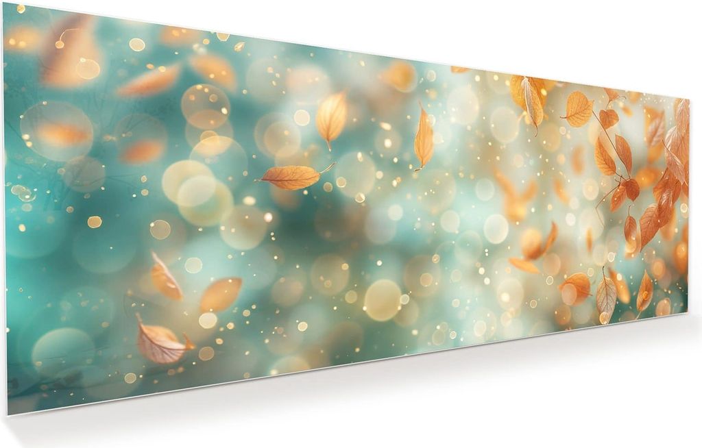Glasbild 100x40cm in XXL für Wohnzimmer, Schlafzimmer Motiv Herbstblätter Traum
