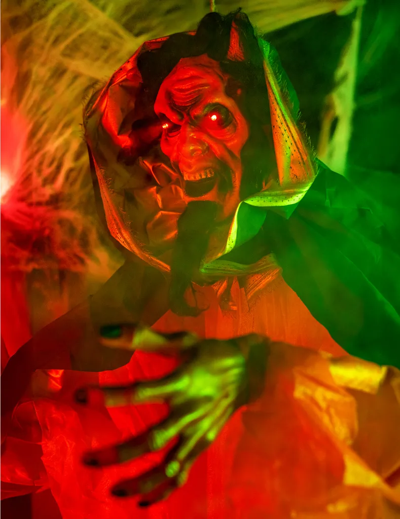 Automate Diable Géant Halloween 190cm - Statuette Animée avec LED Rouge