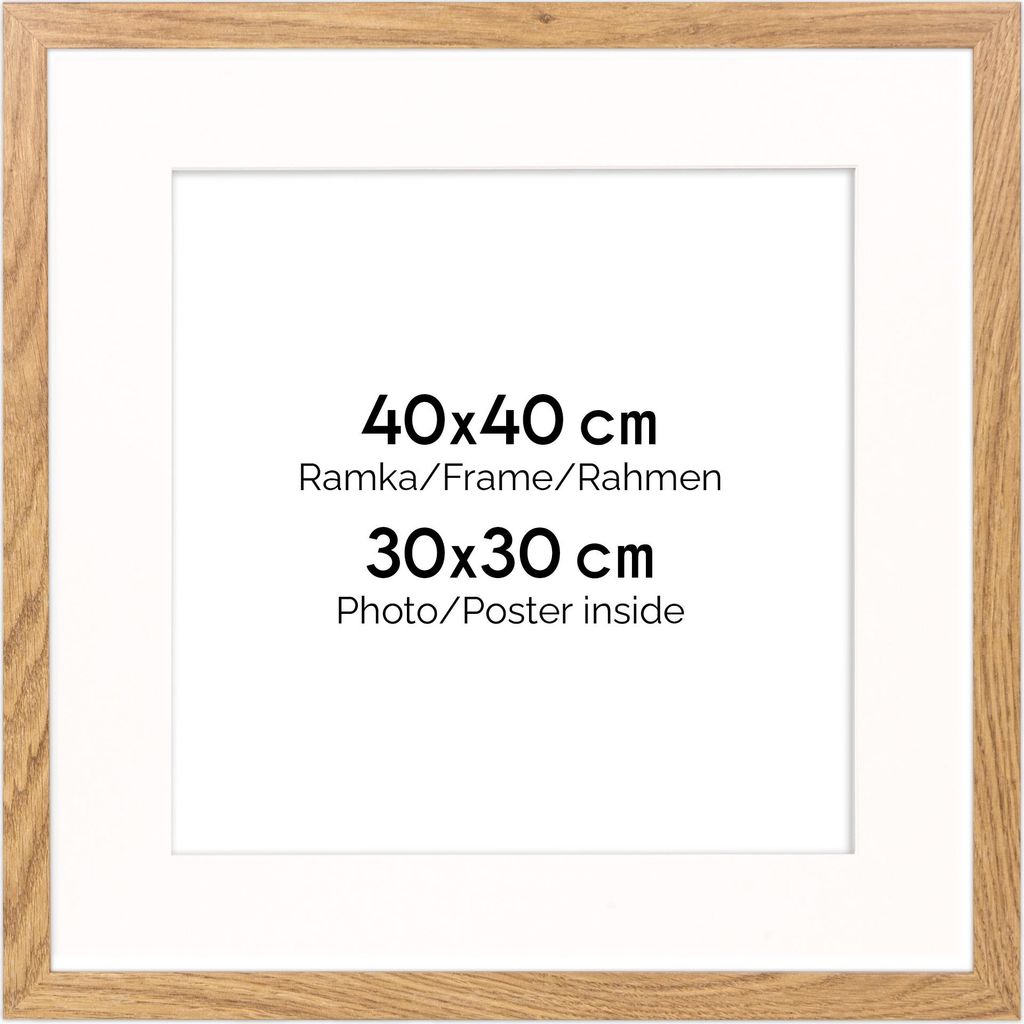 Cornice FRAMAI® 40x40 cm color rovere – con passe-partout – Immagine del prodotto 