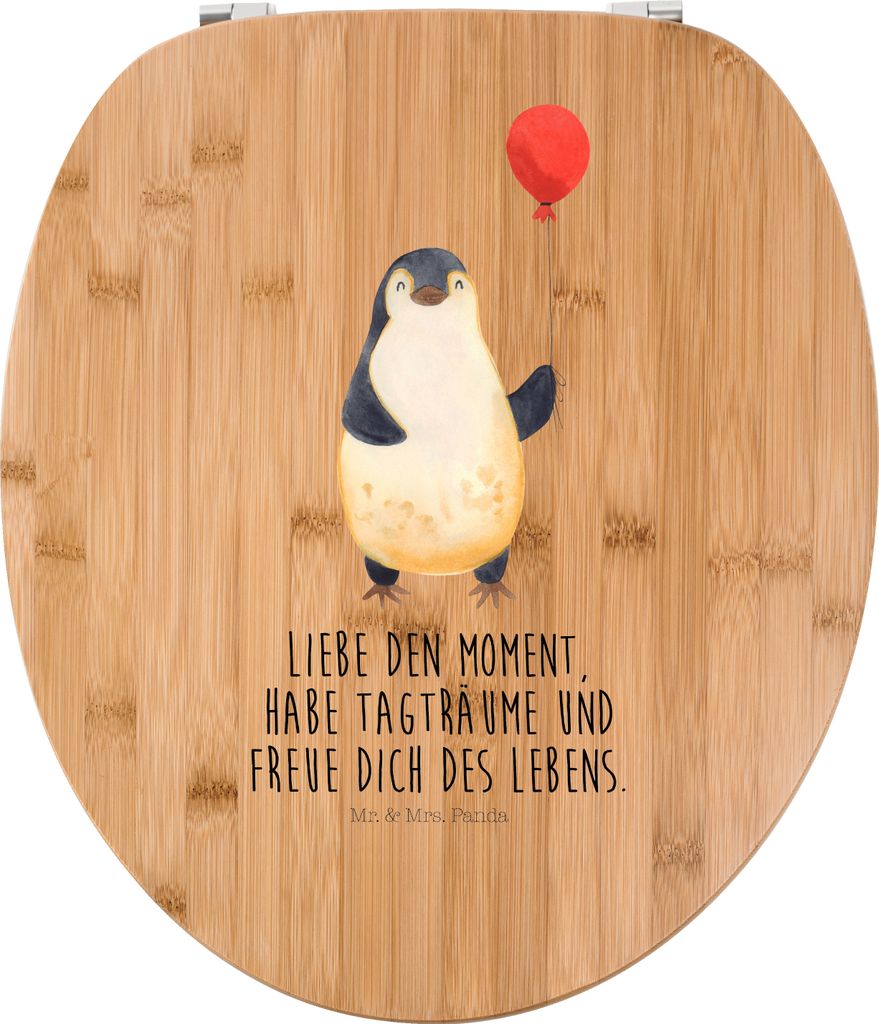 Mr. & Mrs. Panda Klo-Deckel Pinguin Luftballon - Transparent - Geschenk, WC Brille, Glück, Toilettendeckel, Motivation, Klositz, Sitz, Liebe, WC-S...
