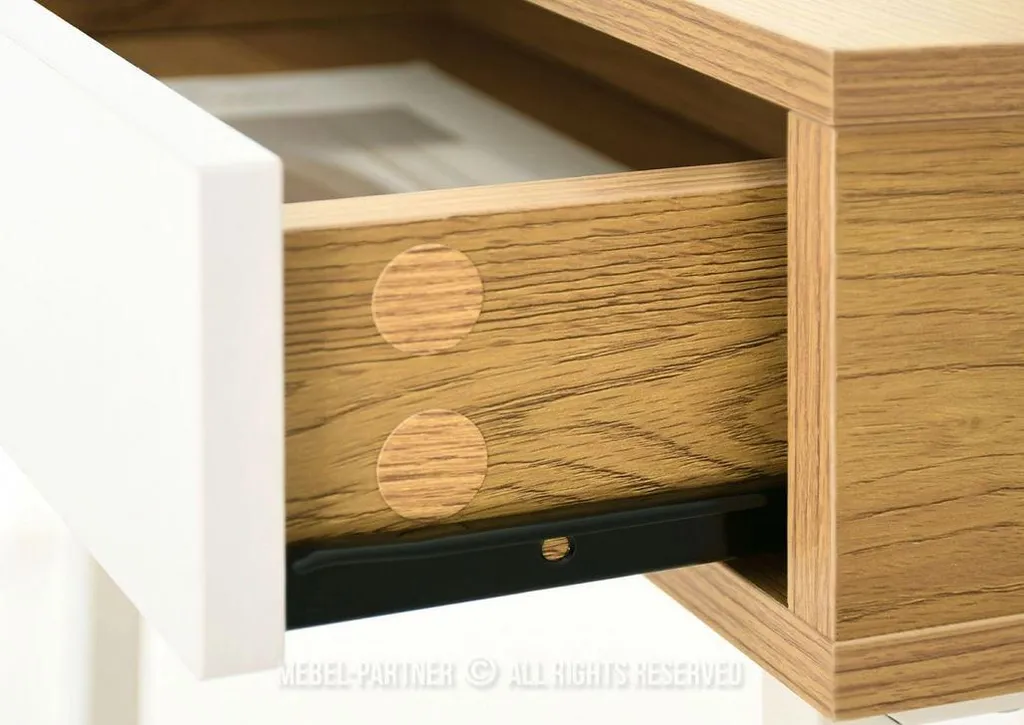 Table de chevet DILMAR en bois et blanc - Finition Chêne de Qualité