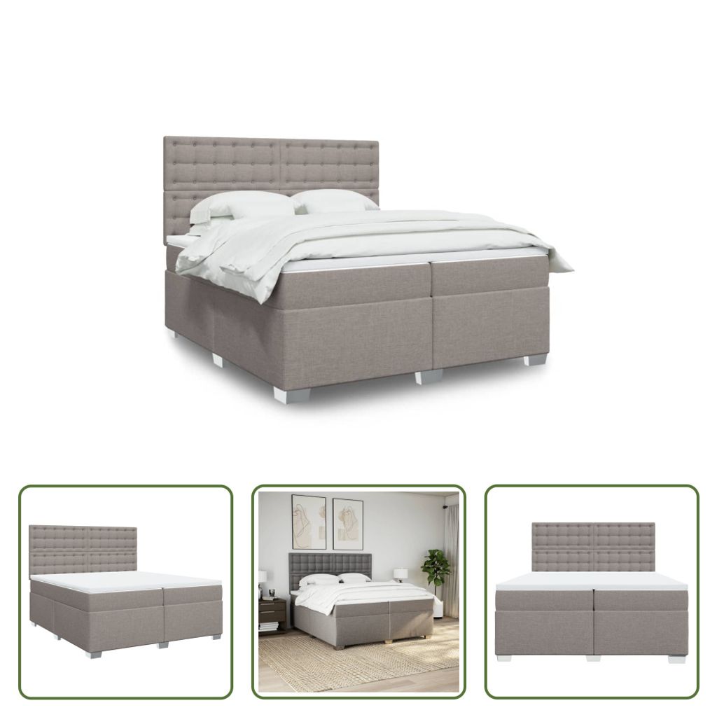 The Living Store Boxspringbett mit Matratze Taupe 200x200 cm Stoff