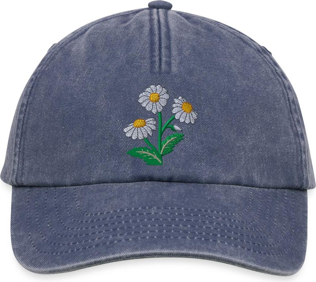 Spreadshirt Gestickte Gänseblümchen Vintage Cap, One size, Vintage Denim