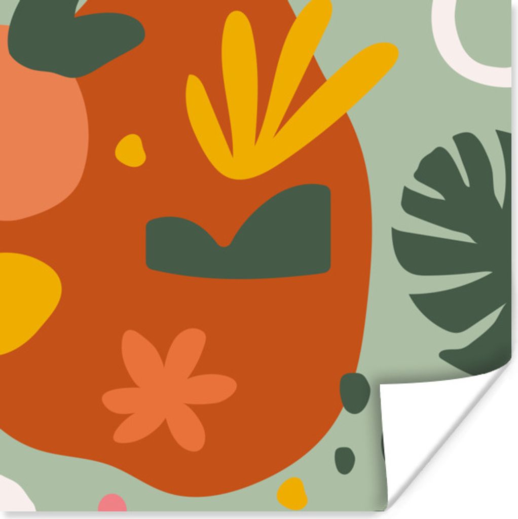 MuchoWow Poster Pflanzen - Farben - Muster 75x75 cm - Wand Dekoration