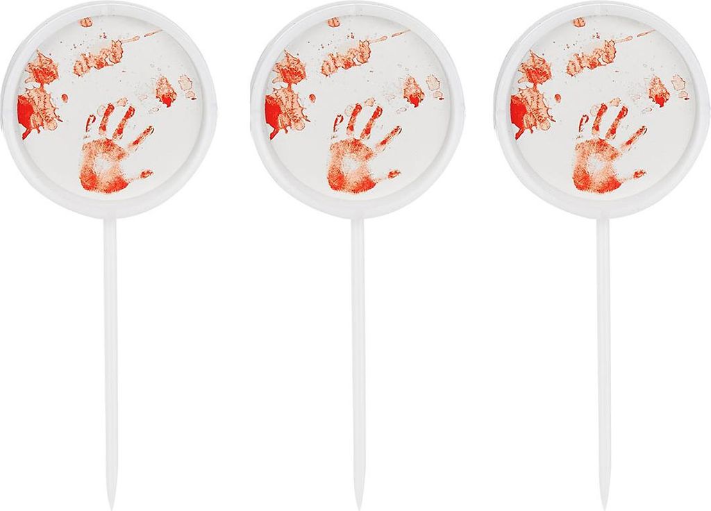 Halloween-satépinnen met bloedige handafdrukken, 12 stuks, Productafbeelding 