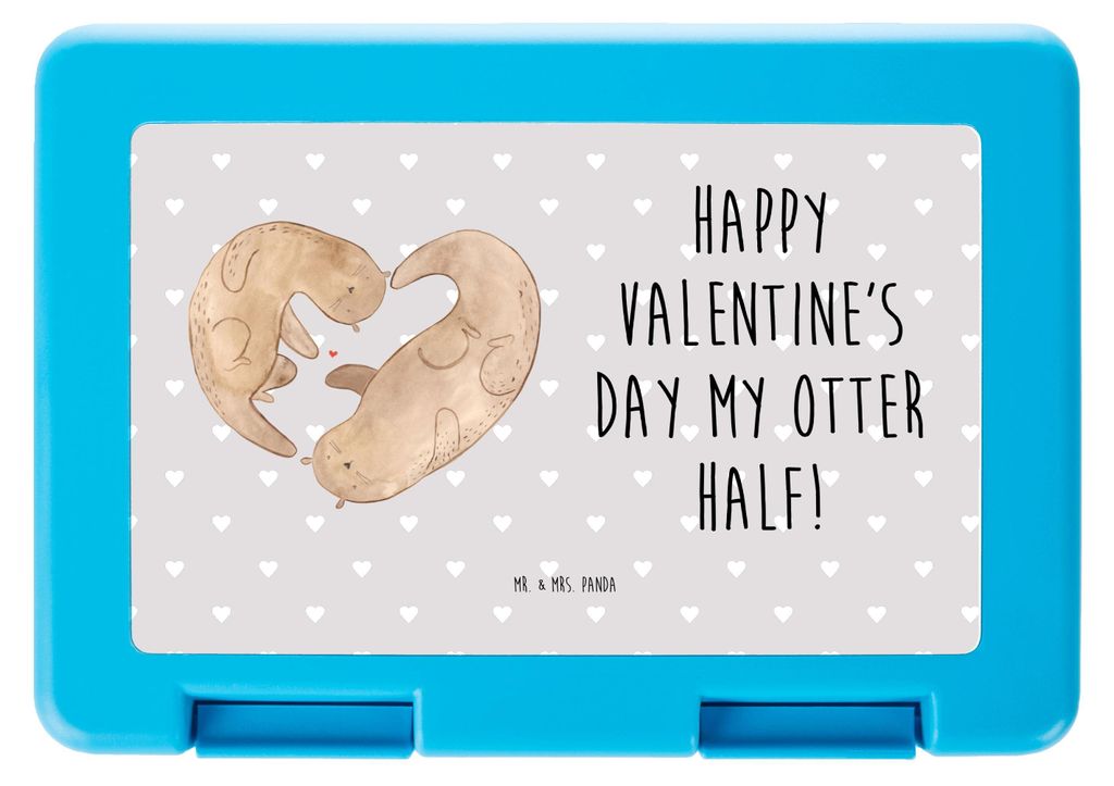 Mr. & Mrs. Panda Bentobox Otter Valentine - Grau Pastell - Geschenk, Vorratsdose, Bento Box, Freund, Hochzeitstag, Vesperbox, für Freundin, Valent...