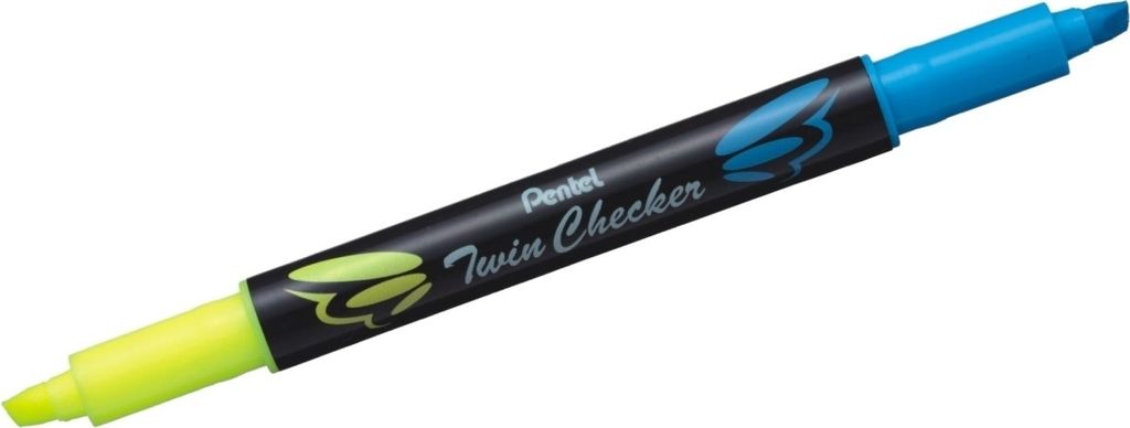 Textmarker Twin Checker 1-3,5mm gelb/hellblau Packung mit 12 Stück