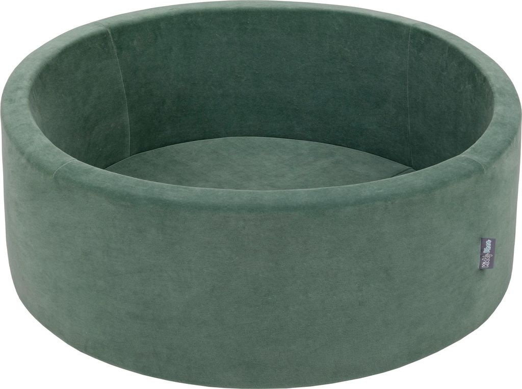 KiddyMoon Bällebad ohne bälle Velvet 90x30cm - Bällepool Spielzeug 8 monate kinderspielzeug 1 jahr Für Babys Kinder Indoor spielplatz - Waldgrün