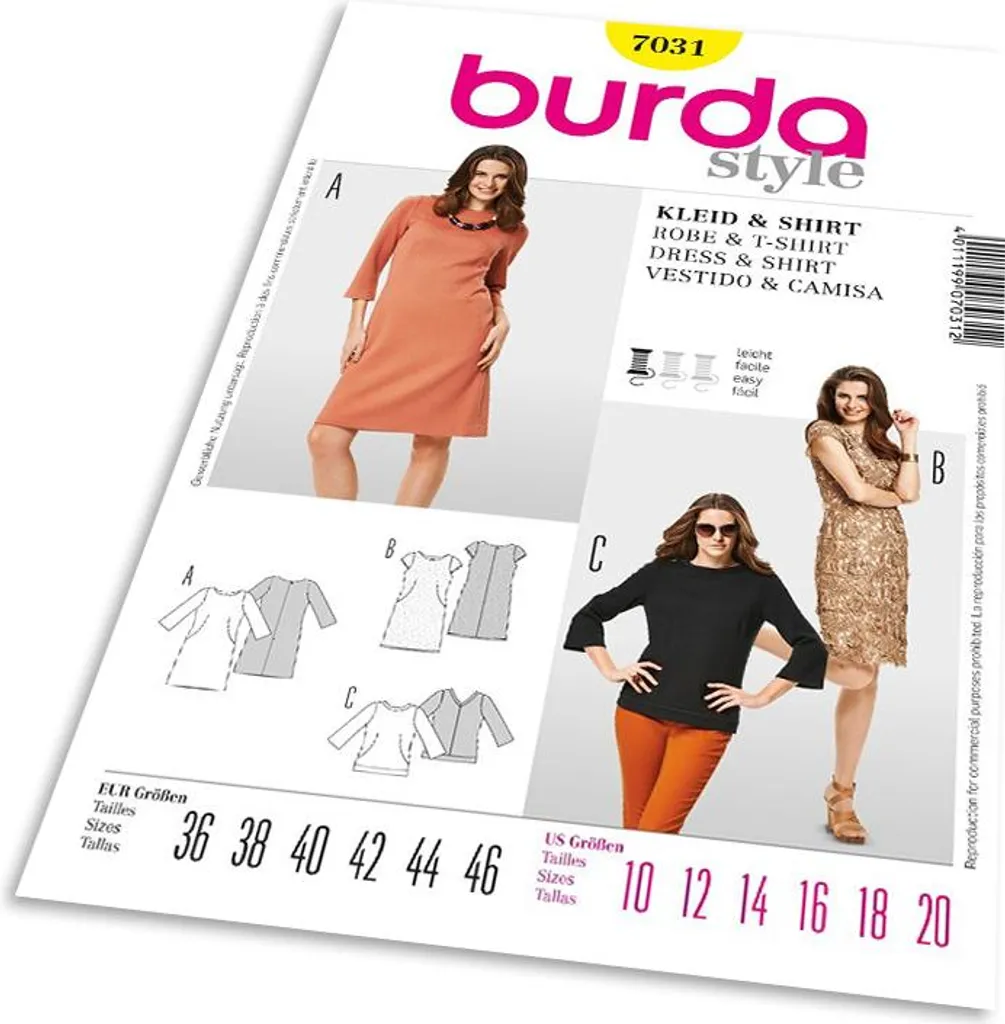 Patron Burda 7031 : Robe Trapèze et Top en Dentelle Doublée Chic