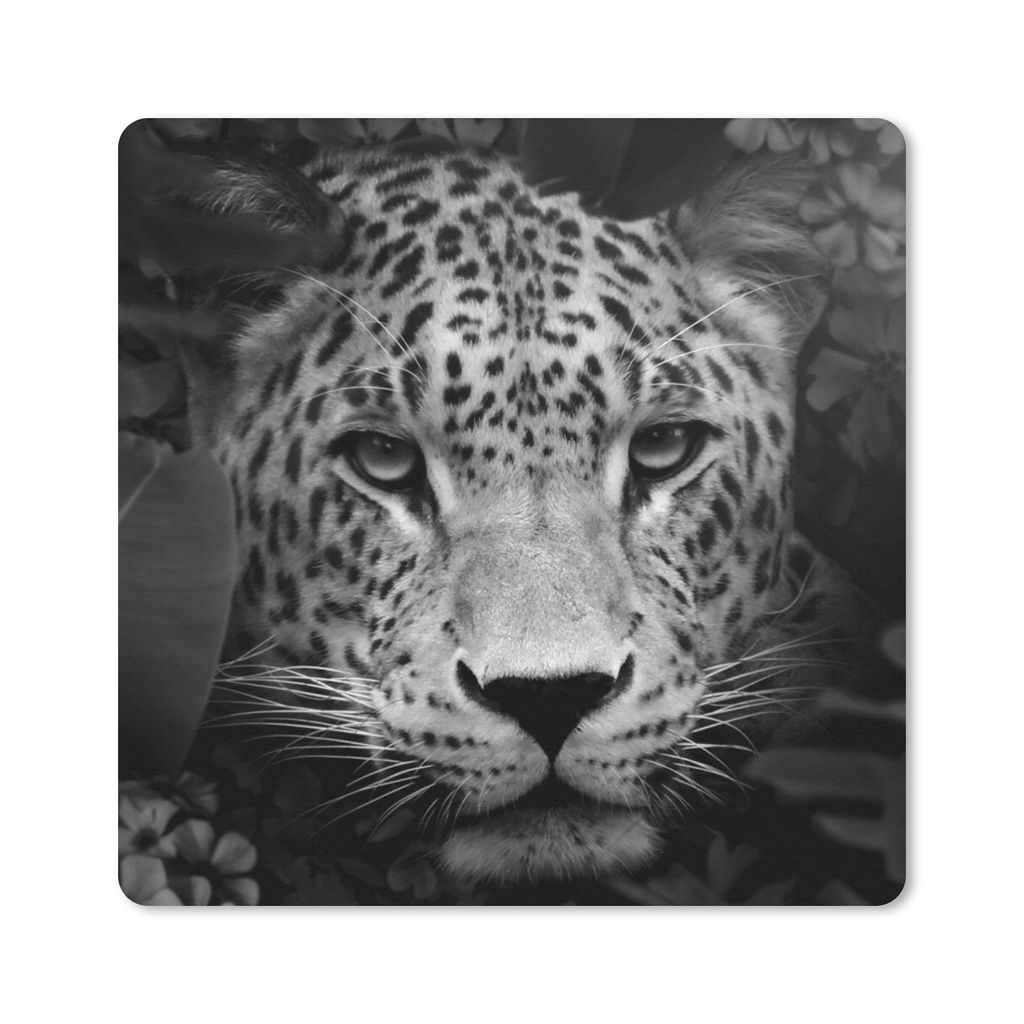 MuchoWow Mauspad Mousepad Dschungel - Panther - Wilde Tiere - Schwarz - Weiß 20x20 cm - Mousepads - Maus Mat - Pad - Mausunterlage - Desk Mat - ...