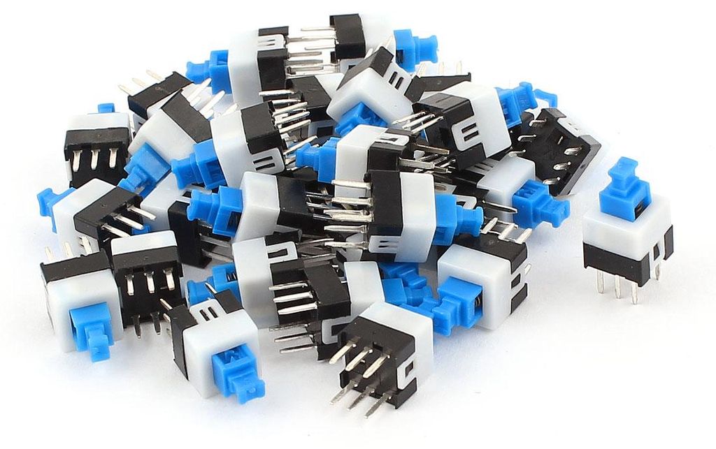 30?pcs 6?Pins, quadratisch, 7?x 7?mm Latching Action DPDT Mini Push Button Switch de