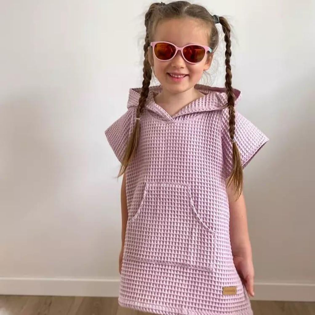 Muminky | Kinder Badeponcho mit Kapuze - 48x48cm - Rosa - Waffelstruktur - Ultra saugfähig - Kuschelig weich