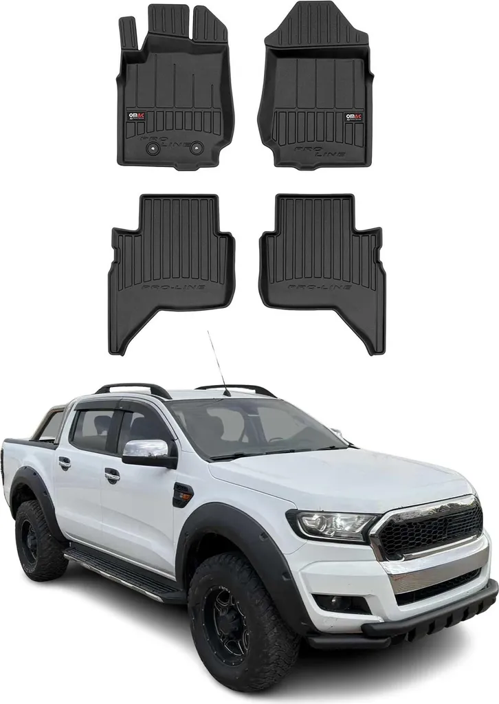 Kit 4 Tappetini Ford Ranger 2011-2024 | Gomma TPE Nera Alta Qualità