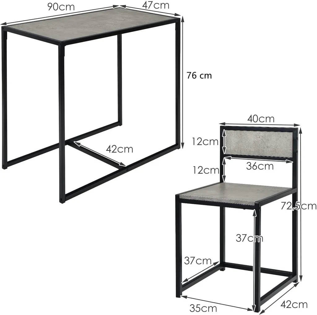 COSTWAY Ensemble Table de Bar avec 2 Tabourets et Structure Métallique - 6