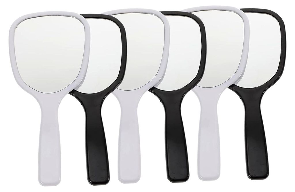 6 Stück Kleine Quadratische Handspiegel Weiß Schwarz Tragbarer Schminkspiegel Mit Griff Für Damen Alltag Und Geschenke