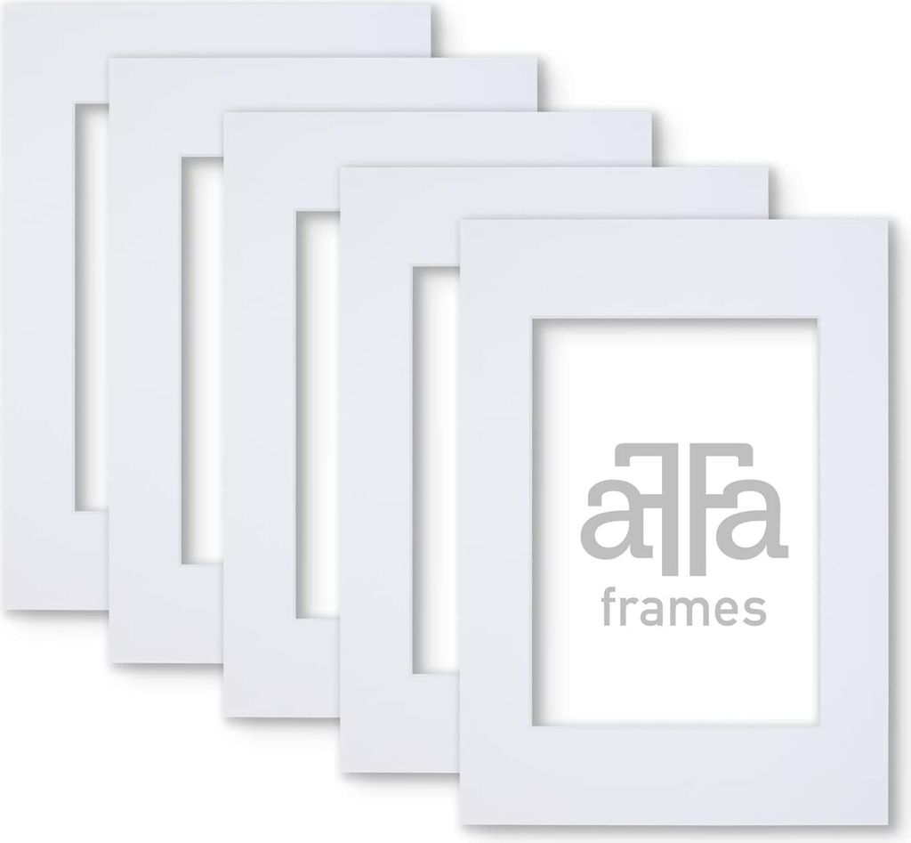 aFFa frames Passe Partout | Minimalistische Bildunterlage zur Anzeige Ihrer Fotos, Poster, Diplome | Karton, Farbe, Weiß, 21x29,7 cm | 5 Stück pr...