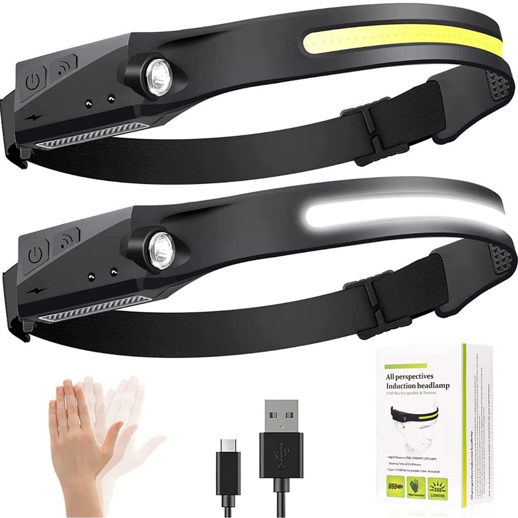 Stirnlampe, wiederaufladbare LED-Leuchte mit Sensor, 2 Produktbild 2