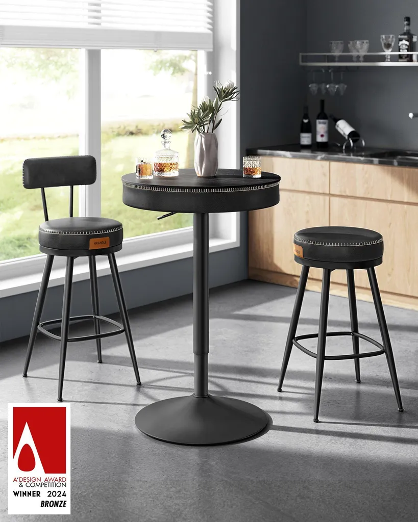 Table mange-debout réglable noire Collection EKHO pour cuisine et bar - 2