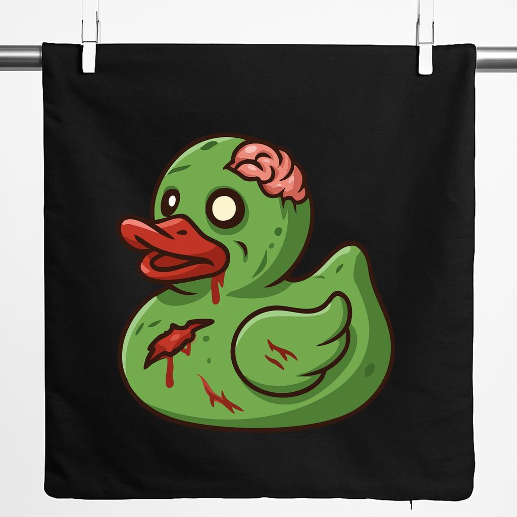 Huuraa Kissenbezug Quietscheente Zombie Gummiente Halloween 40x40cm Black Baumwolle Dekokissenbezug Geschenkidee