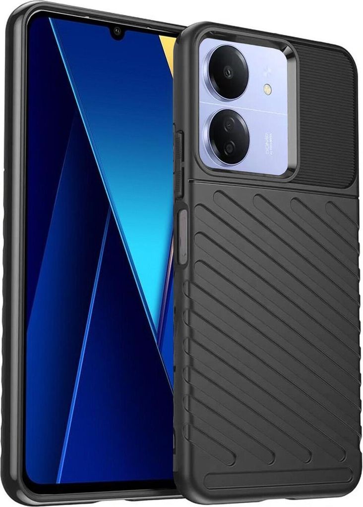 Conie Schutzhülle für Xiaomi Poco C65 Tasche Silikon Case Muster Cover Bumper TPU Hülle in Schwarz