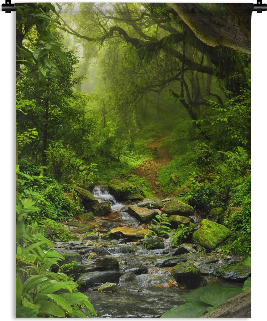MuchoWow Wandteppich Wandbehang Natur - Wasser - Dschungel - Wald - Tropisch 150x200 cm Tapisserie Dekoration Wandtuch - Wandaufhängung - Moderner