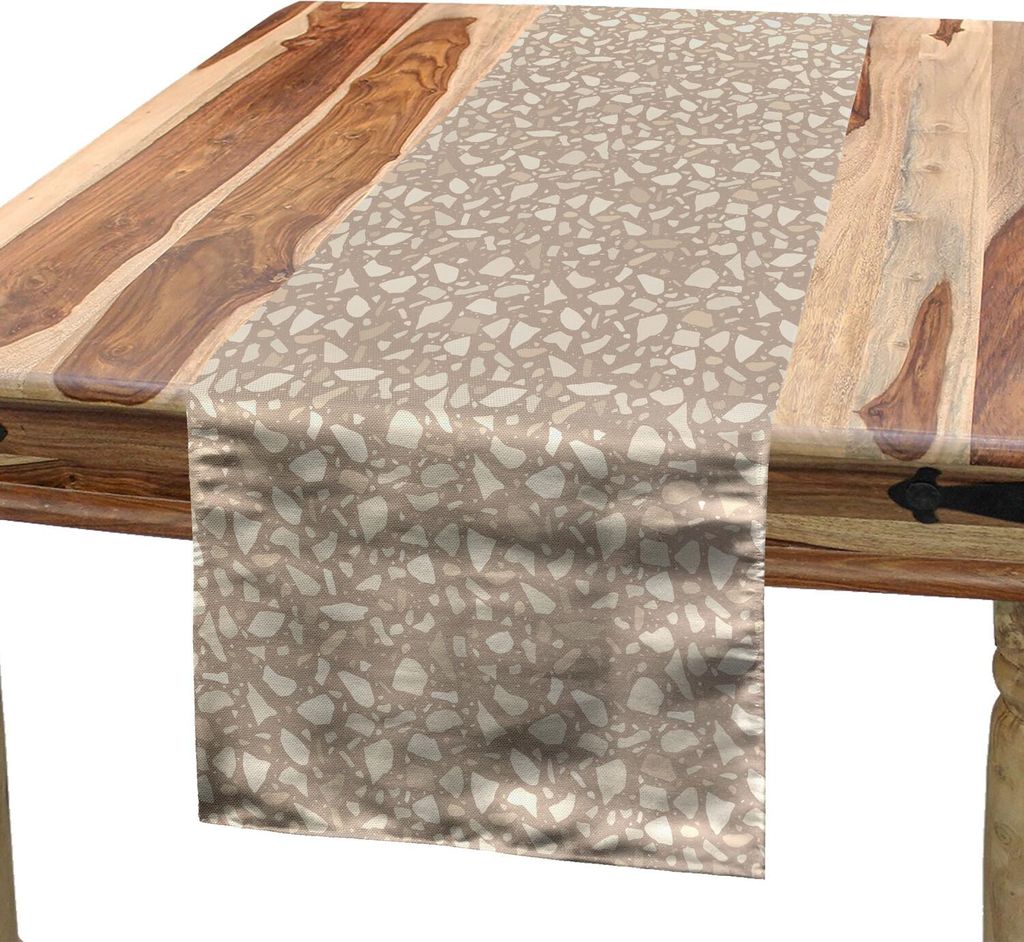 ABAKUHAUS Steine Tischläufer, Neutrale Farben abstrakte Pastellstil Unregelmäßige Kiesel in Gedämpfte Töne, 40 x 225 cm, Warm Taupe und Eggshell
