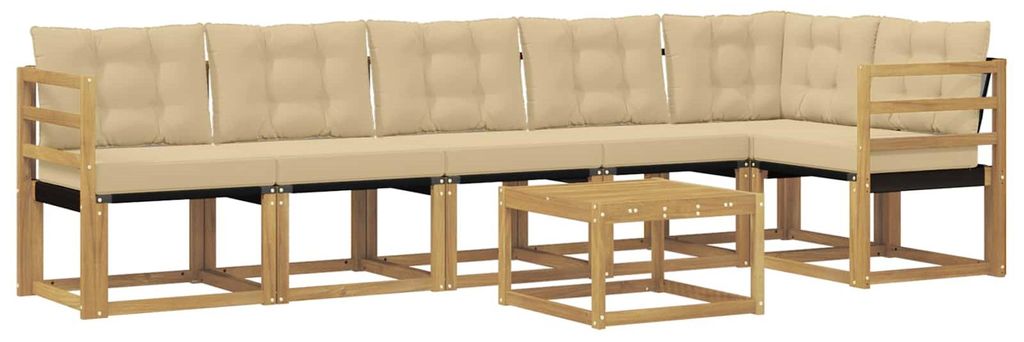 “2026 Modern“ Braun Outdoor-Sofagarnitur mit Kissen 7 pcs Weiß und Beige - Designermöbel 40150 - Gartensofas