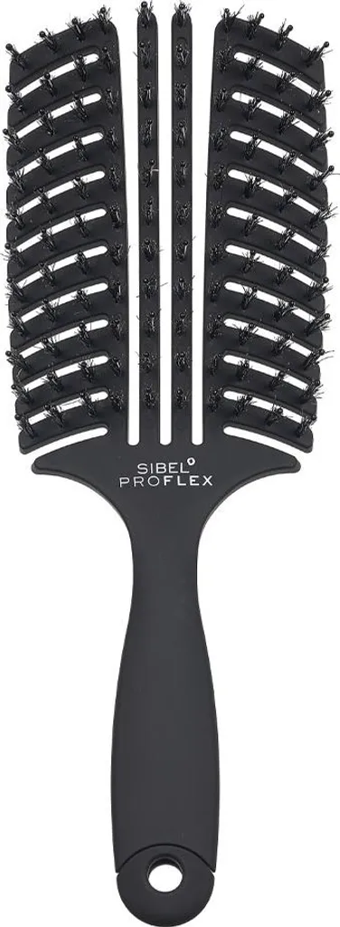Brosse ventilée flexible Sibel Proflex L noire avec picots anti-nœuds