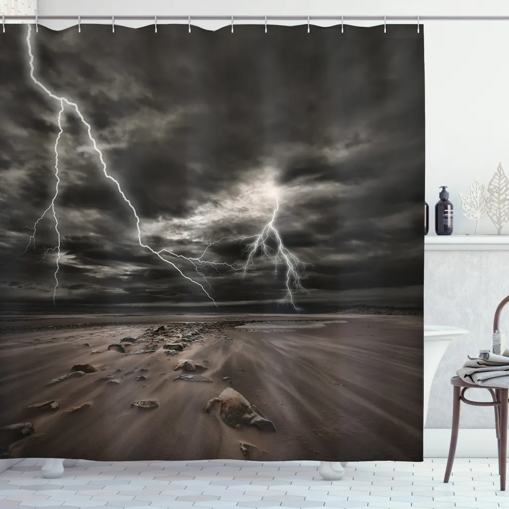 Tenda Doccia Boho Chic ABAKUHAUS 175x200 cm Naturale Impermeabile