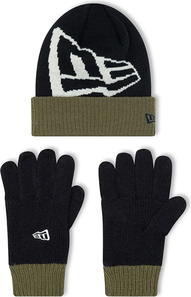 Bonnet Enfant New Era avec Gants pour l'École et le Sport US Youth Set