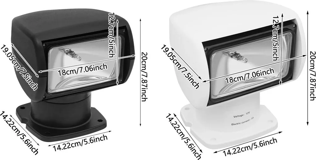 Projecteur marin orientable 3000 lm avec commande à distance pour pont - 6