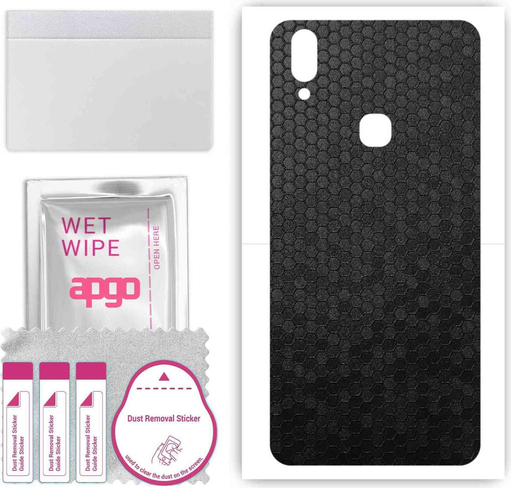 apgo Rückseite Schutzfolie, Skin, kompatibel mit vivo X21 UD, Hinten Displayschutzfolie aus Vinylfolie, kratzfest, einfache Montage - Schwarze Hon...