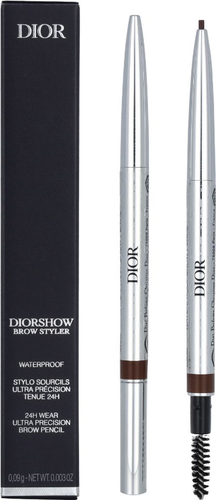 A Dior Diorshow Brow Styler Pencil and its packaging are displayed against a white background.