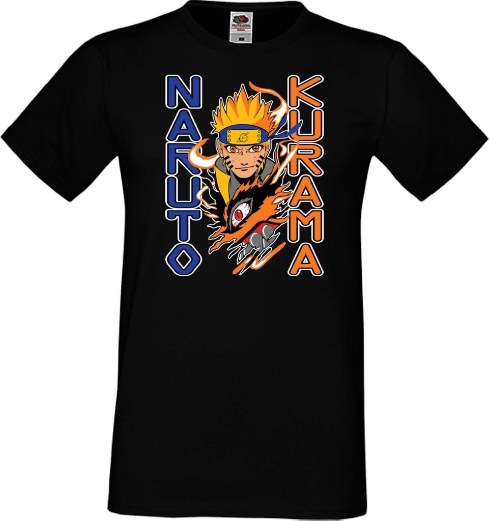 Herren T-Shirt Japan Manga Animation Comics Naruto Kurama Var-049 Kurama Demon Fox, Man S / Schwarz