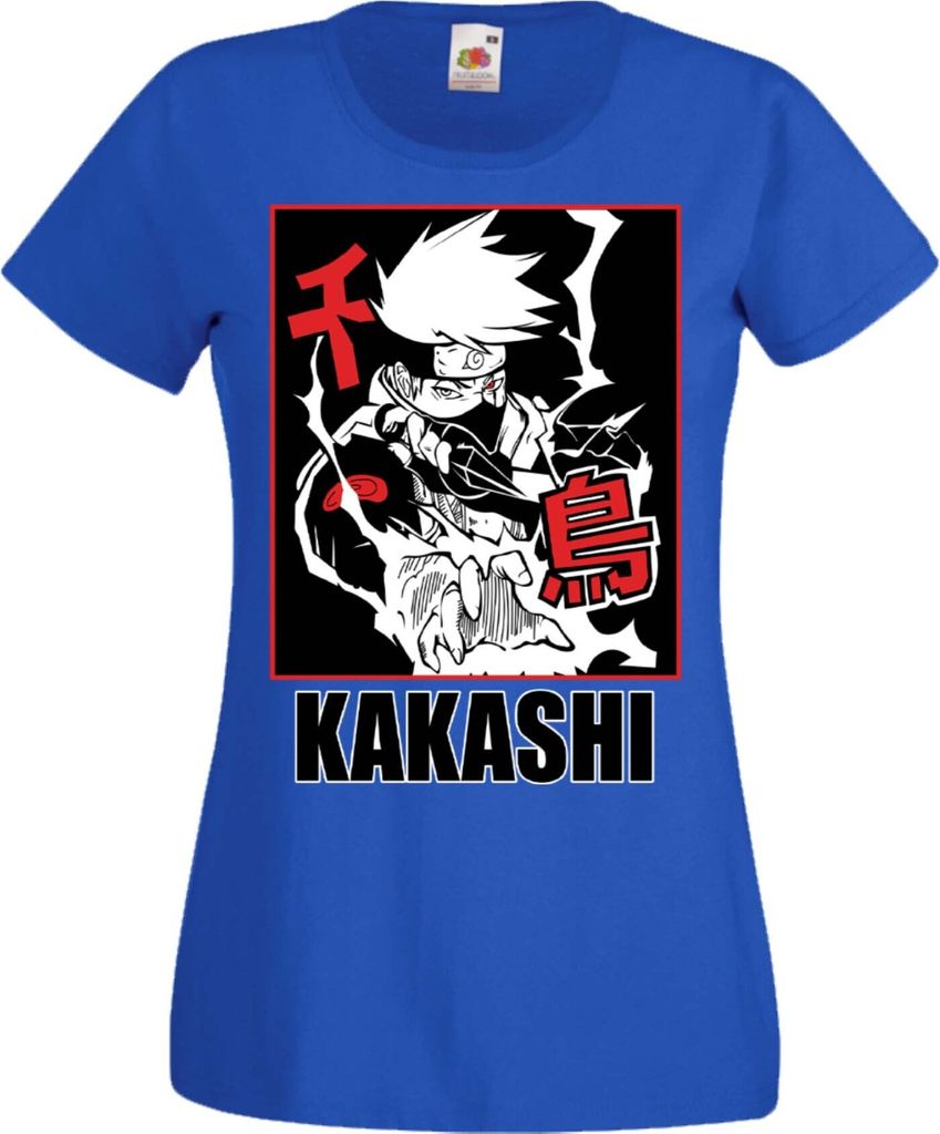Damen T-Shirt Manga Anime Naruto Hatake Kakashi 04 Chidori, Lady S / Blau