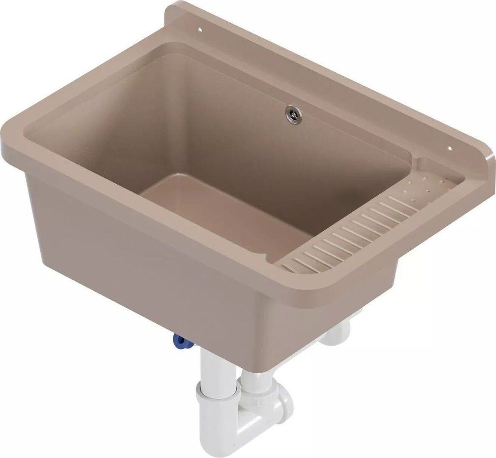 QLS Plastový drez 50x34 cm so sifónom Béžový Garážová Obrázok produktu 