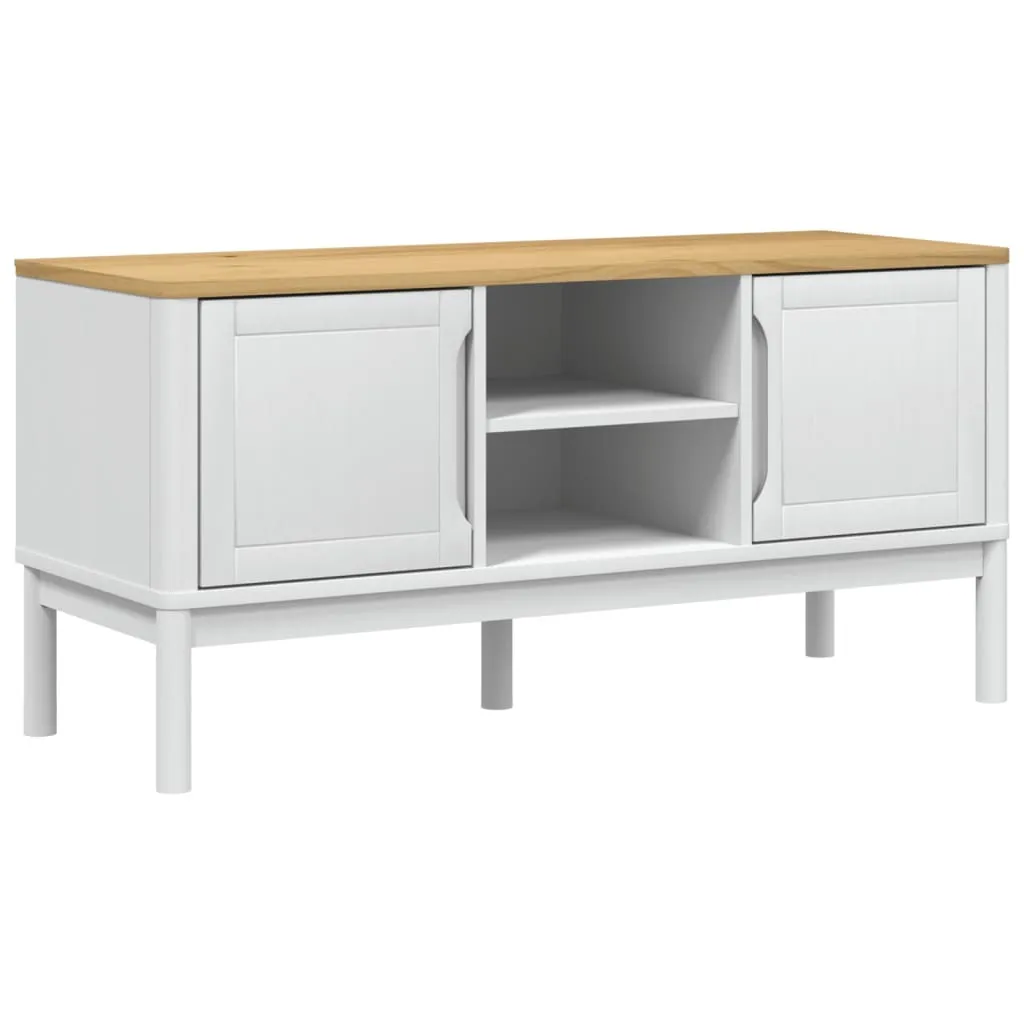 Mobile TV FLORO Bianco Legno Pino Massiccio 114x43x55 cm | Offerta Online