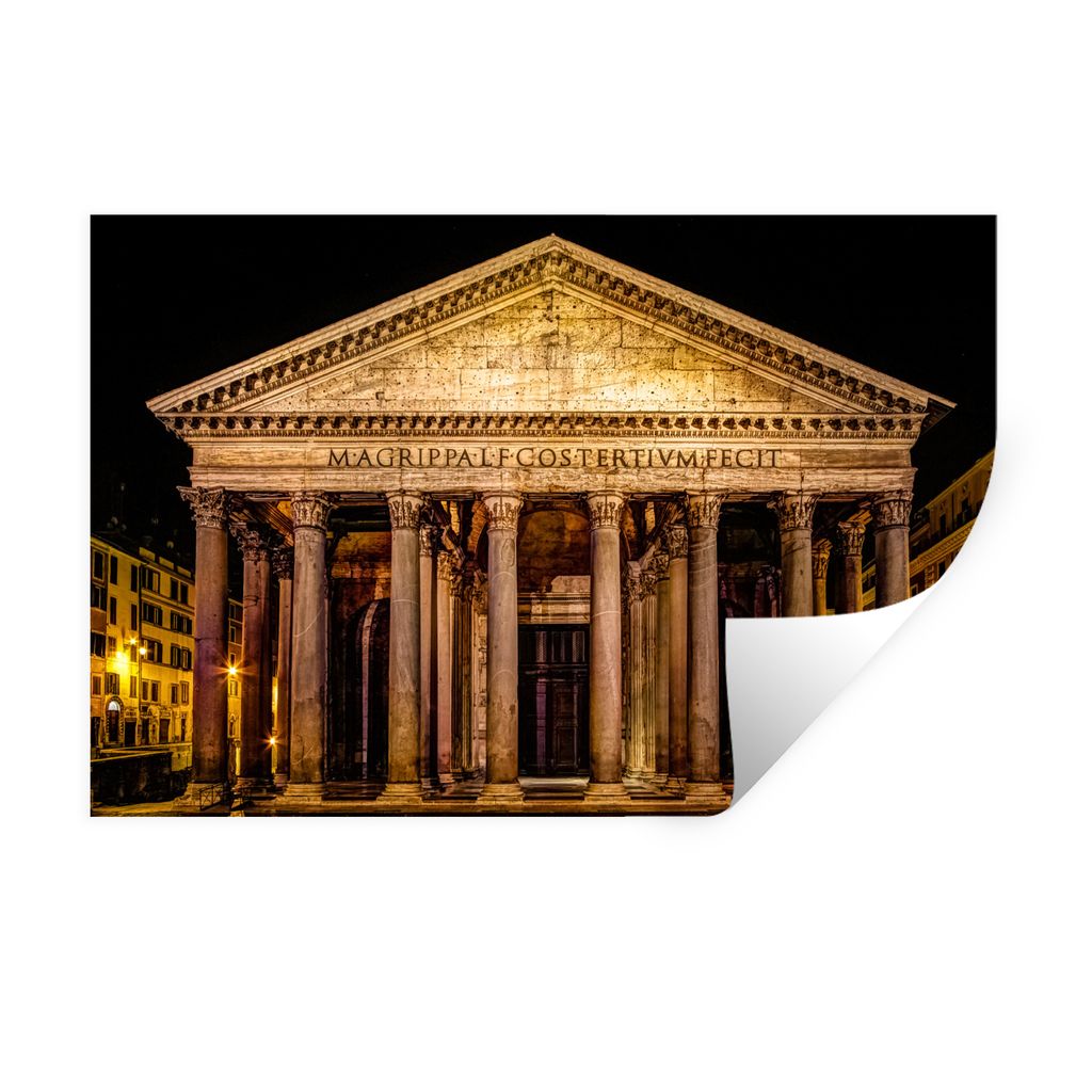 MuchoWow Wandtattoo Wandsticker Wandaufkleber Rom - Nacht - Pantheon 120x80 cm Selbstklebend und Repositionierbar - Selbstklebend - Fototapeten