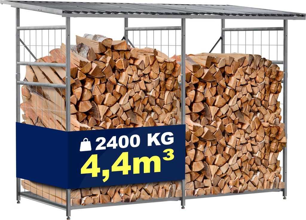 CLP Brennholzregal Macon mit Dach wetterfest Metall Produktbild 