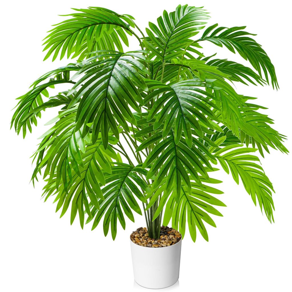 Künstliche Pflanzen, 75 cm hoch, künstliche tropische Palme mit 24 Blättern, realistische künstliche Pflanzen zur Dekoration von Zuhause, Büro...