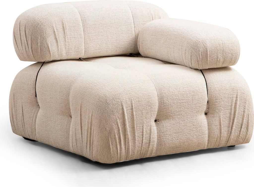 Hanah Home, Bubble 1R - Cream Bouclette, Klassische Sofas, 1-Sitzer-Sofa, Creme, Polyester, 95 x 75 x 95 x cm