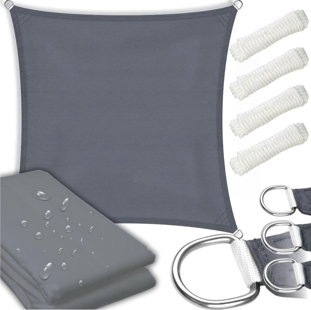 Sonnenschirm, UV-Schutz, Sonnensegel, grau, wasserdicht, 3x3 m