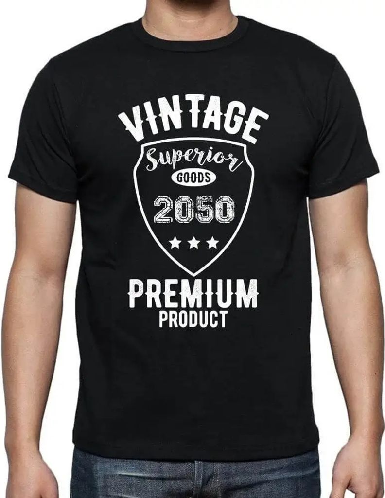 Herren Grafik T-Shirt Vintage Superior Goods Premium Product 2050 Öko-Verantwortlich Vintage Jahrgang Kurzarm Lustige Druck Geburtstag Geschenk Mann