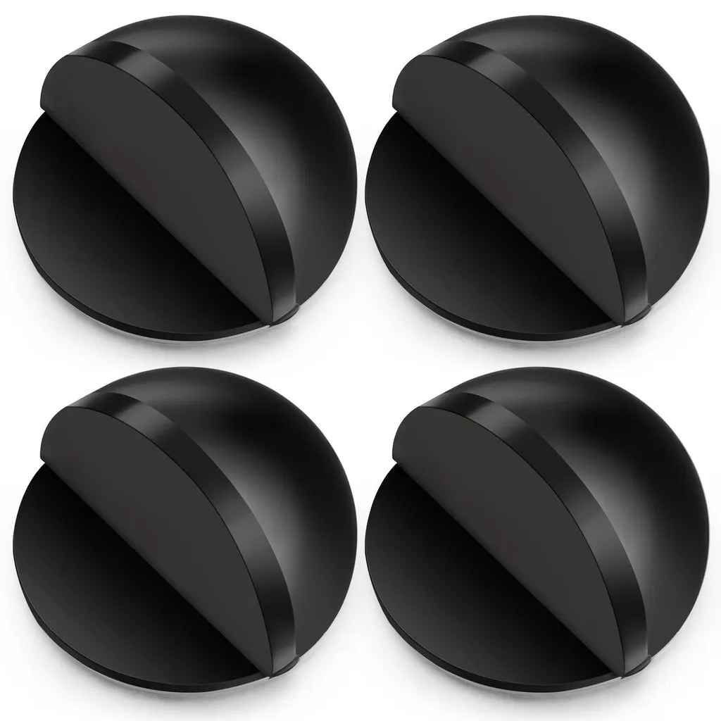 Butée de porte demi-lune en inox noir pour protection murale sol